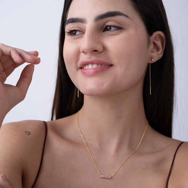 Pink Multi-Shape Bar Necklace