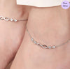 Infinite Sparkle Rhodium Silver Anklet featuring cubic zirconia stones
