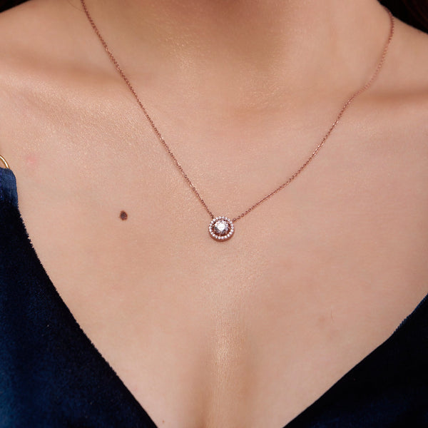 Floating Halo Solitaire Necklace