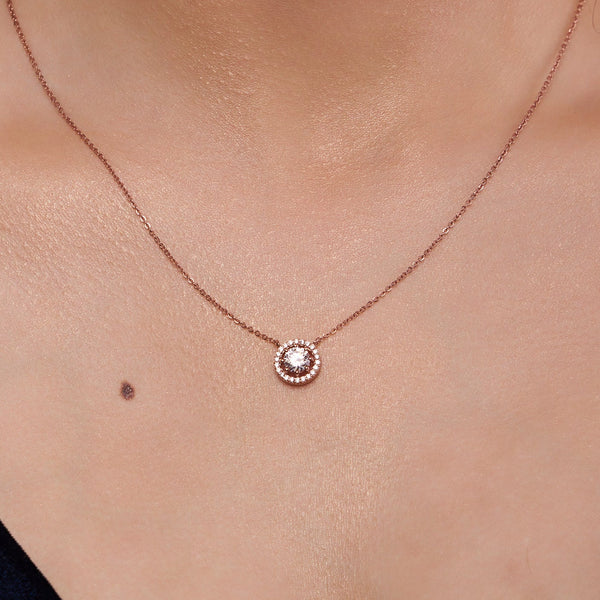 Floating Halo Solitaire Necklace