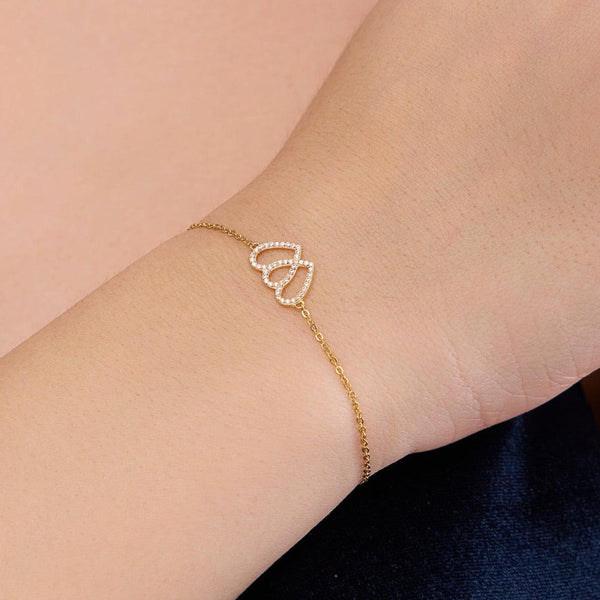 Double Heart Interlocking Bracelet