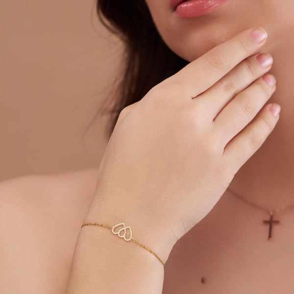 Double Heart Interlocking Bracelet