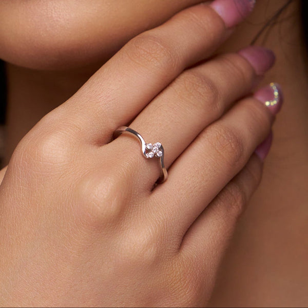 Wave Floral Cluster Ring