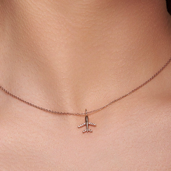 Sparkling Airplane Pendant Necklace