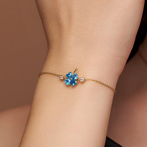 Blue Crystal Clover Bracelet