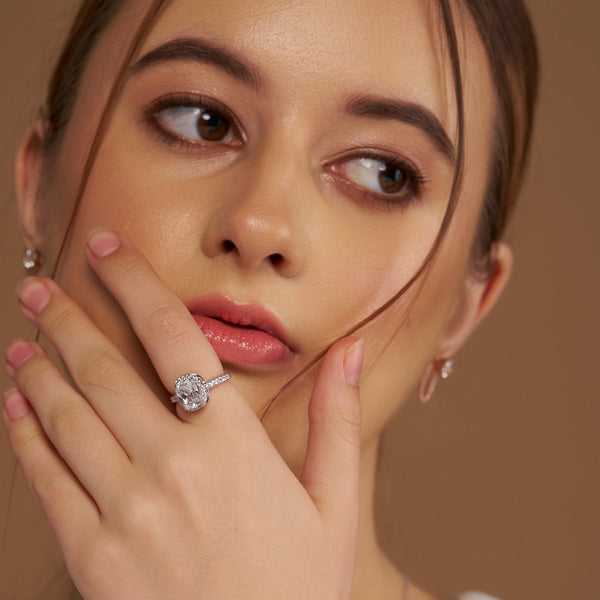 Cushion Halo Pave Ring