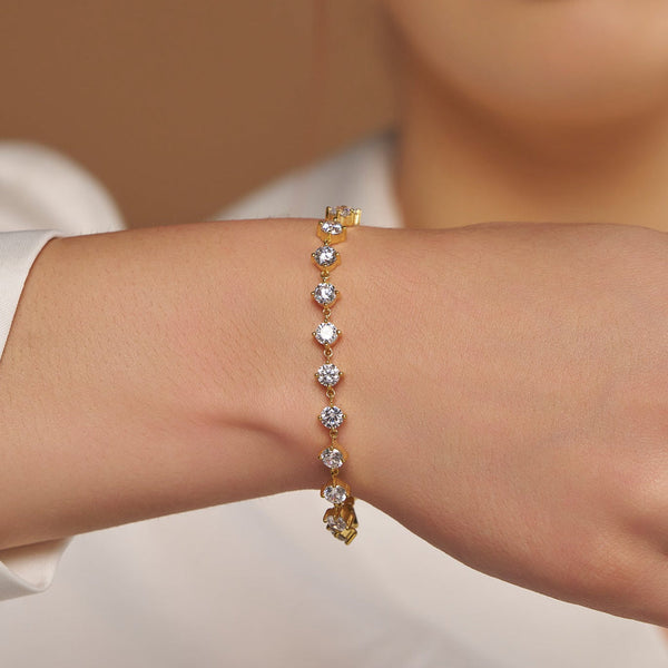 Linked Round Crystal Tennis Bracelet