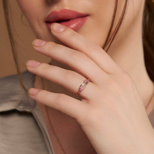 Pink Pave Twist Ring