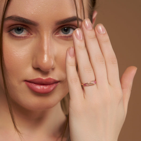 Pink Pave Twist Ring