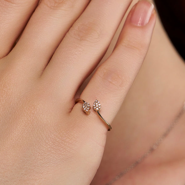 Pave Pear Open Ring