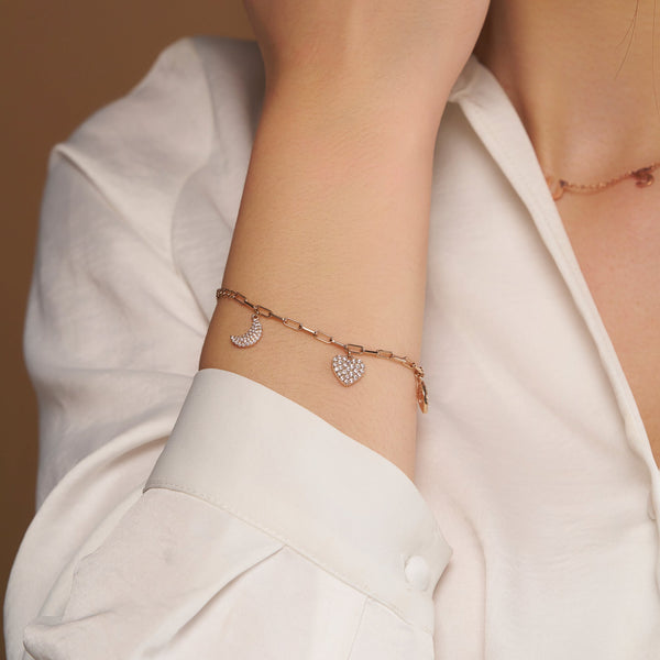 Pavé Multi-Charm Paperclip Bracelet