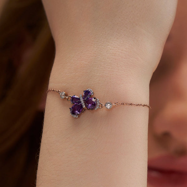 Purple Crystal Butterfly Bracelet