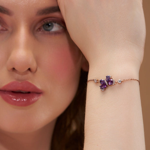 Purple Crystal Butterfly Bracelet