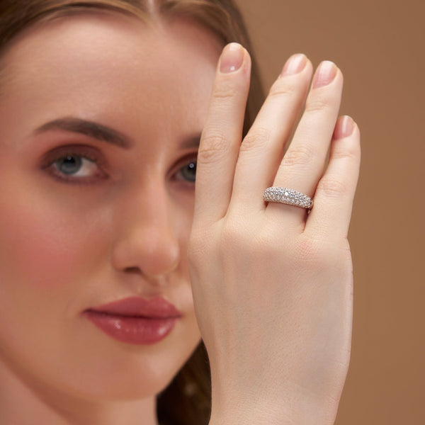 Wide Pave Domed Band Ring
