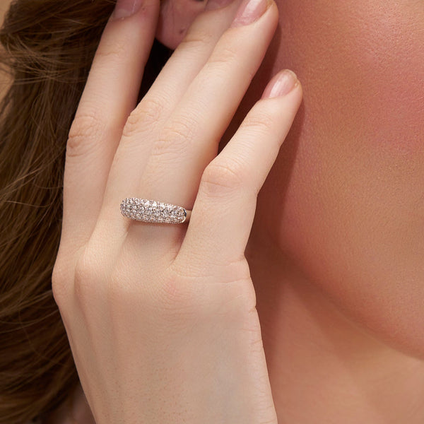 Wide Pave Domed Band Ring
