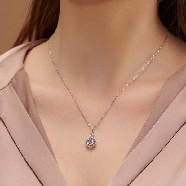 Tiered Halo Solitaire Necklace