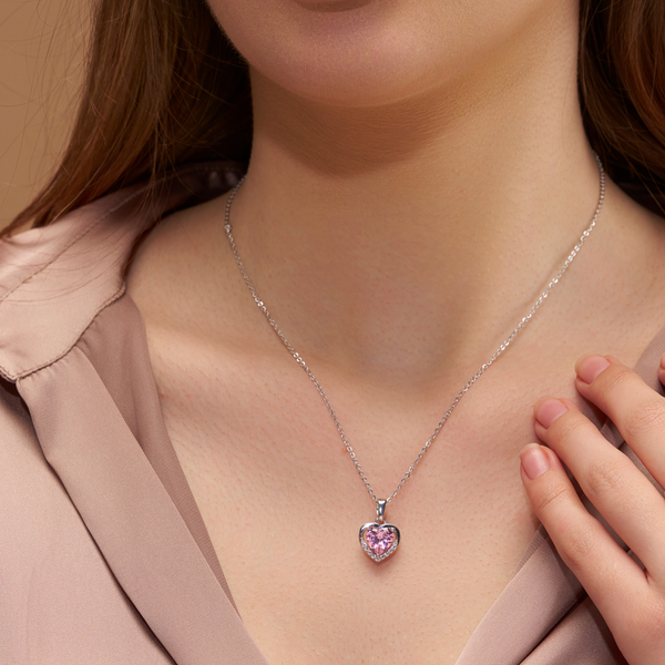 Pink Heart Crystal Necklace