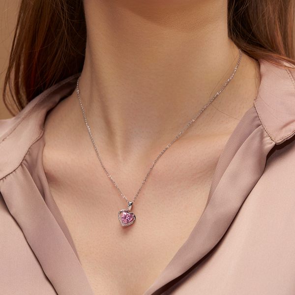 Pink Heart Crystal Necklace