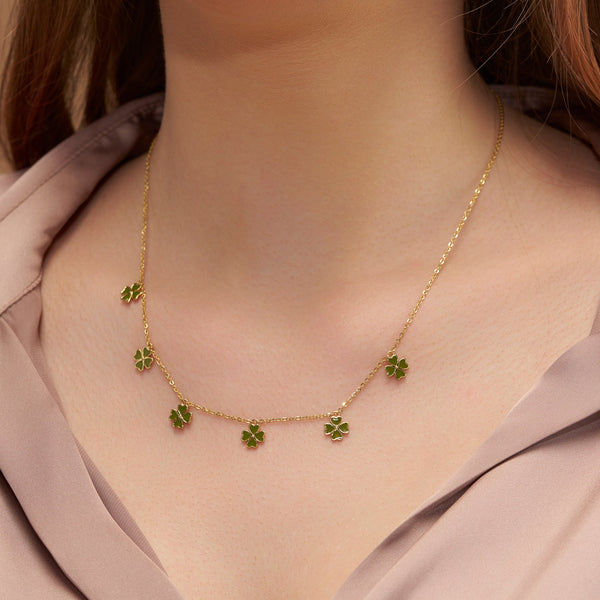 Green Clover Charm Necklace