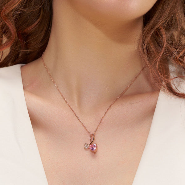 Pink Heart Duo Necklace