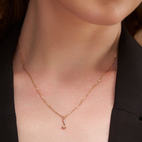 Pave Letter J Necklace