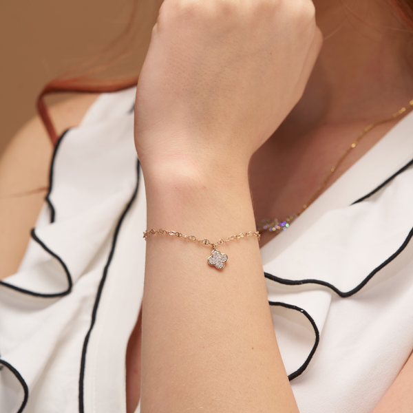 Pave Clover Charm Bracelet