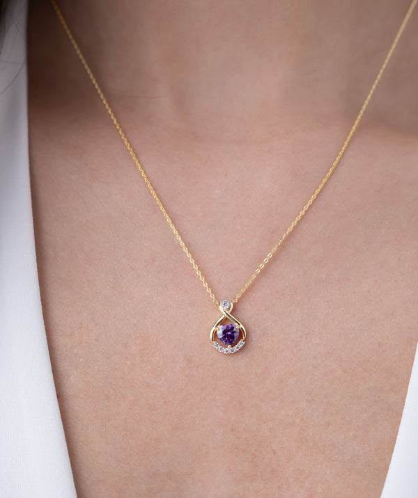Purple Heart Twist Pendant Necklace