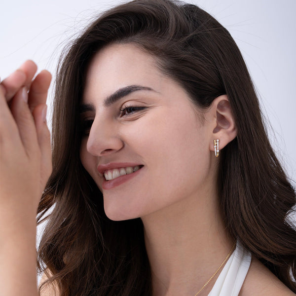 Double Bar Bezel Curve Hoops