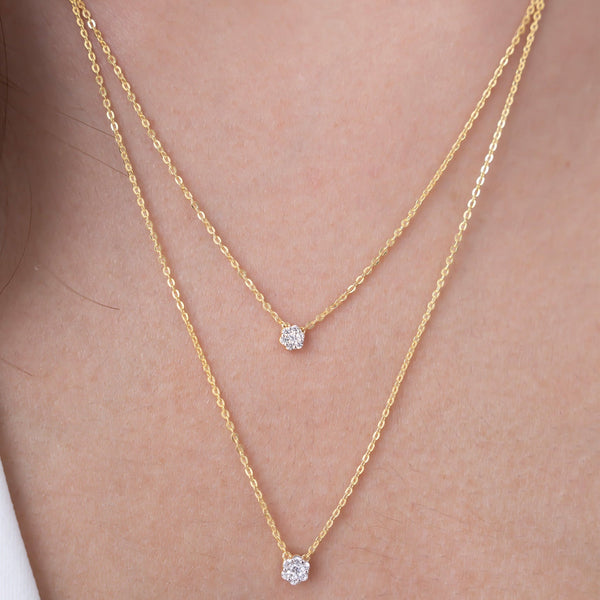 Sparkling Round Cluster Layered Necklace
