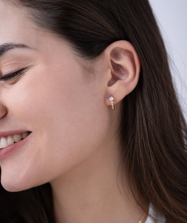 Pave Circle Huggie Hoops