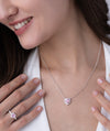 Pink Heart Halo Pendant Necklace