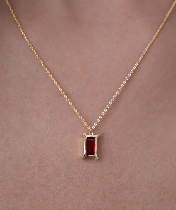 Minimal Red Baguette Pendant