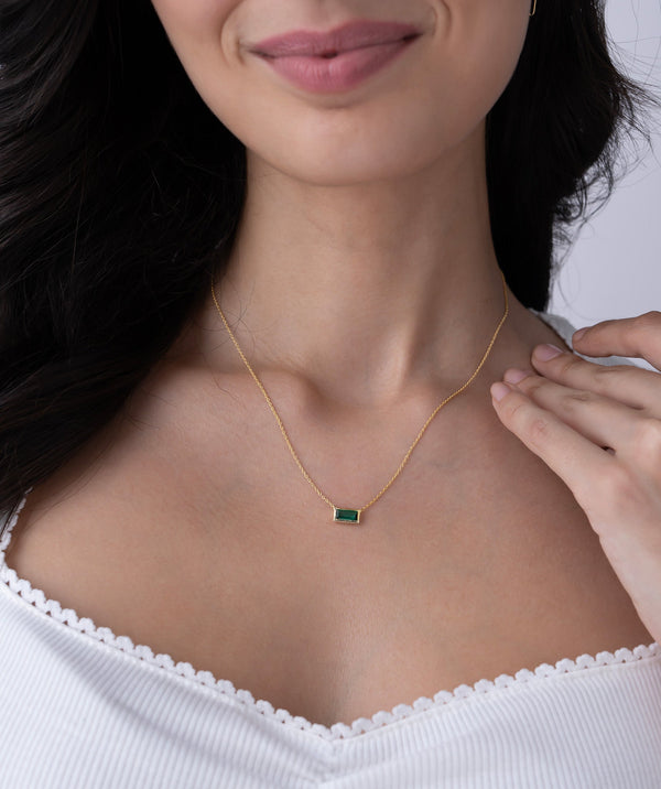 Minimal Green Baguette Pendant