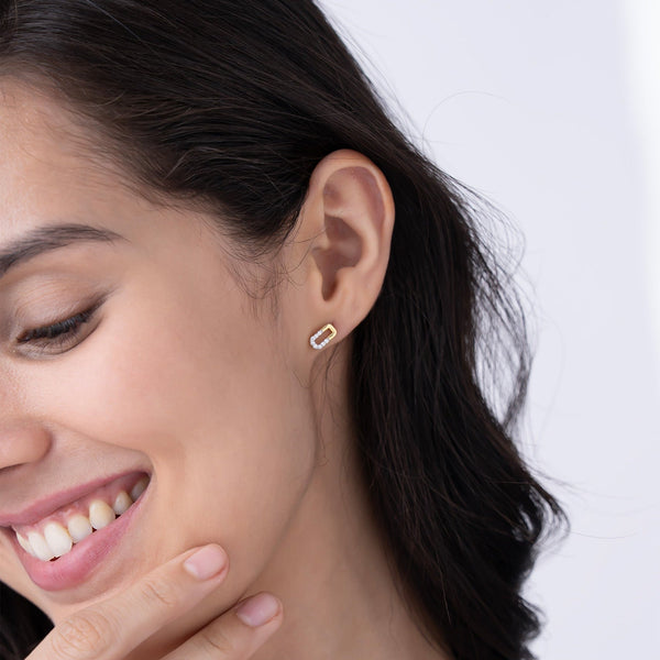 Half Pave Rectangular Studs