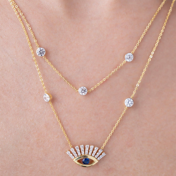 Layered Sunburst Eye Necklace