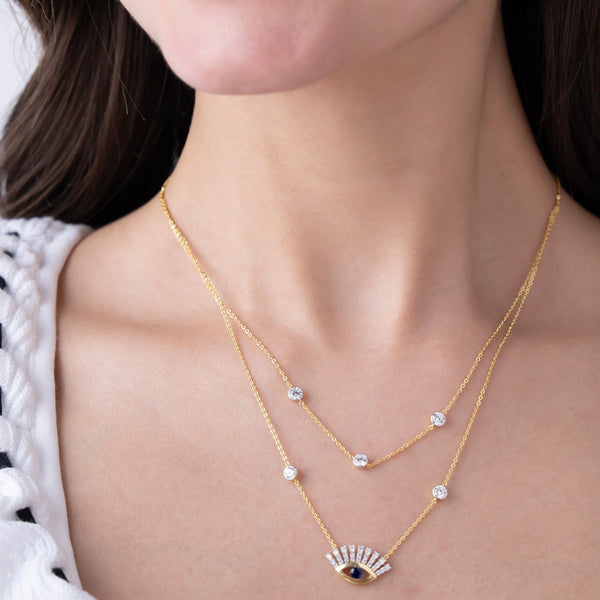 Layered Sunburst Eye Necklace
